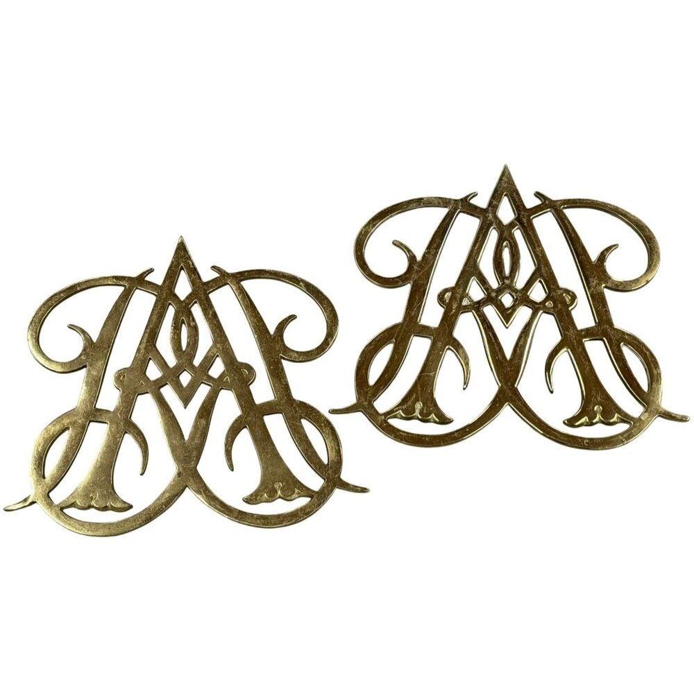 VTG Virginia Metalcrafters‎ Brass Queen Anne Cypher Trivet Colonial Williamsburg